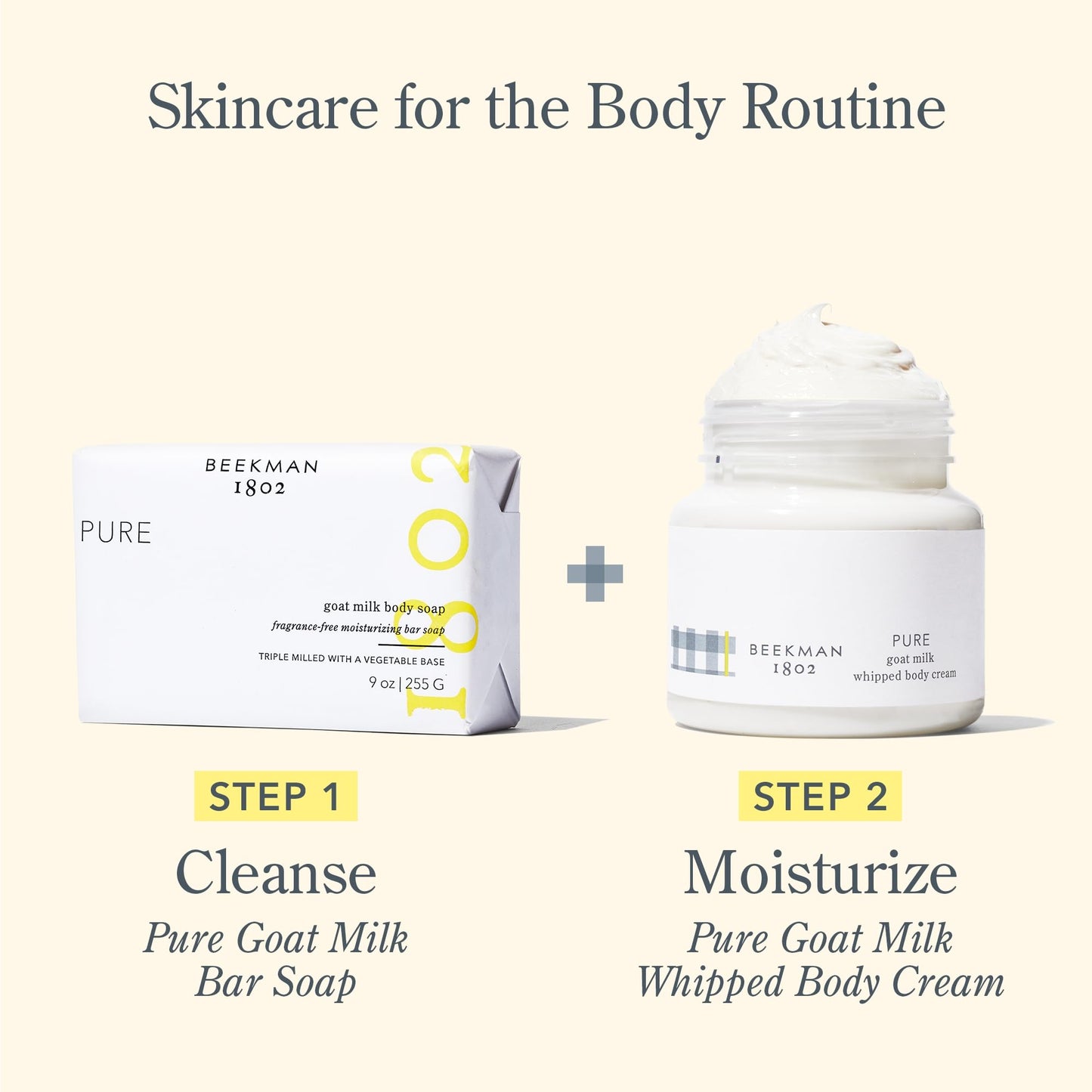 Beekman 1802 Whipped Body Cream, Pure, 2oz - Fragrance Free - Moisturizes, Soothes & Softens - With Coconut Oil & Mango Seed Butter - No Irritation - Good for Sensitive Skin