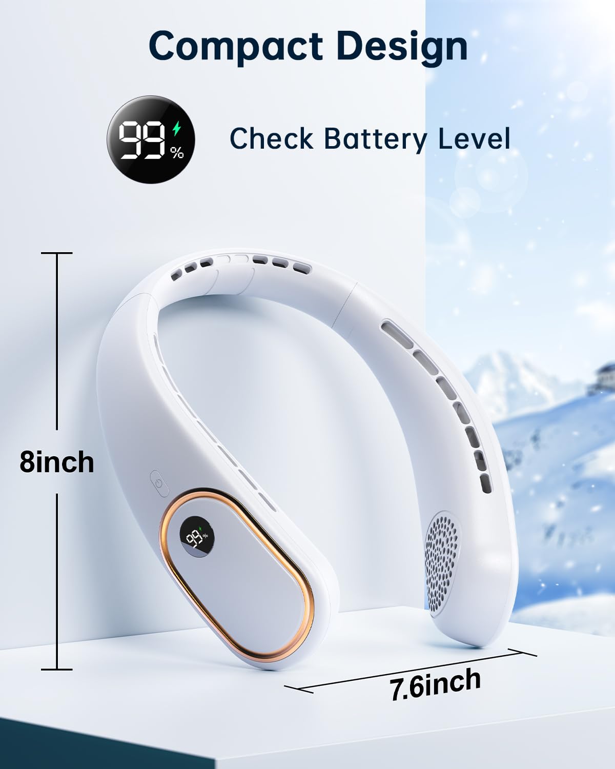 VETIFINAL Neck Fan Rechargeable - 5000mAh Portable Neck Fan with Digital Display, 4 Speeds 75% Stronger Cooling, Hands-Free Personal Fan for Women/Men/Kids, Type-C Fast Charge, Gift-Ready Packaging