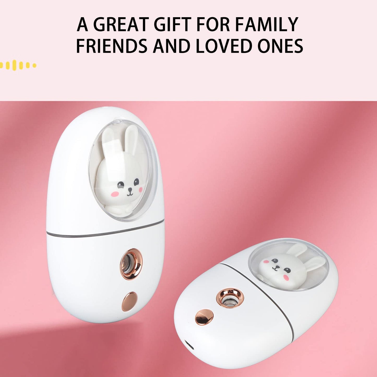 Facial Mister, 35ml Cute Animal Facial Mist Sprayer USB Rechargeable Mini Eye Face Humidifier Portable Facial Steamer for Travelling Face Daily Makeup Skin Care (White)