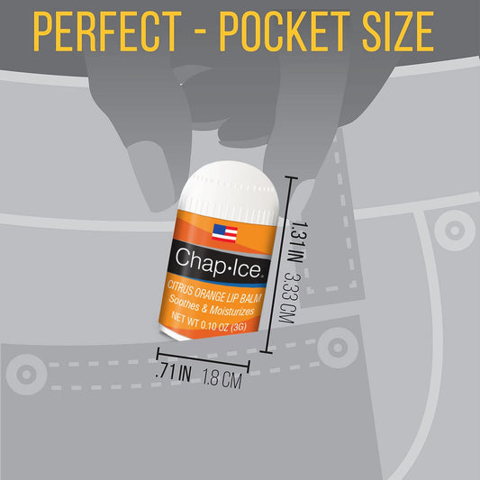 Citrus Flavor - Chap-Ice Mini Lip Balm, 4 count - Made in USA, 0.10 Oz, Push-Up Style, Hydrating Lip Care for Smooth and Soft Lips, Compact Size for Travel, Perfect for Daily Use - 4ct