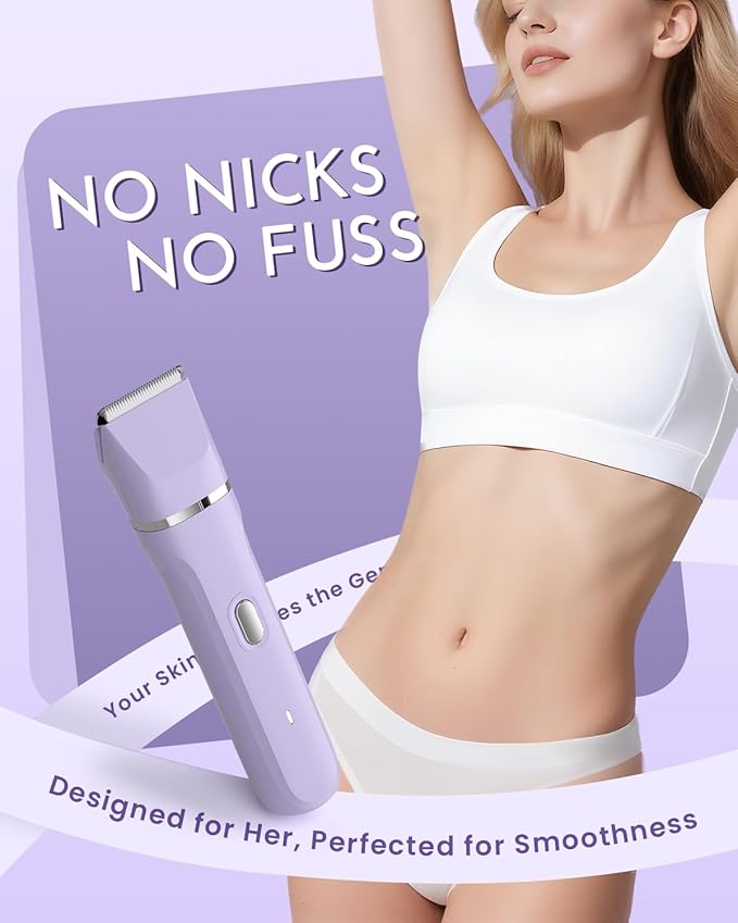 Bikini Trimmer for Women - 5 in 1 Electric Razors for Ladys Pubic Facial Nose Body Leg Hair Removal, Waterproof Electric Shaver for Women Private Area Sensitive Skin, Personal Hair Trimmer