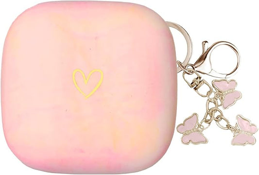 Compatible with Powerbeats Pro, Soft Silicone Case with Gold Heart Pattern for Powerbeats Pro Case with Cute Butterfly Keychain for Girls Women (Camouflage Pink)