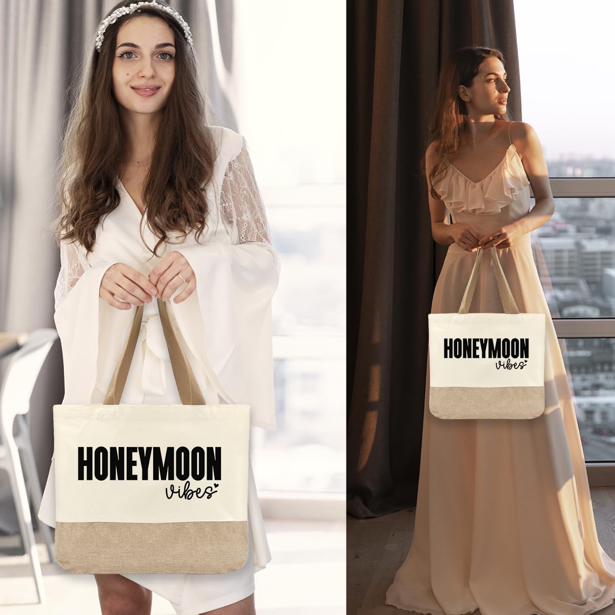 Honeymoon Tote Bag, Honeymoon Essentials Must Haves, Wedding Bridal Shower Gifts, Bachelorette Party Engagement Gifts for Couples Bride Wife, Fiance Newly Engaged Gift Beach Bag Reusable Grocery Bags