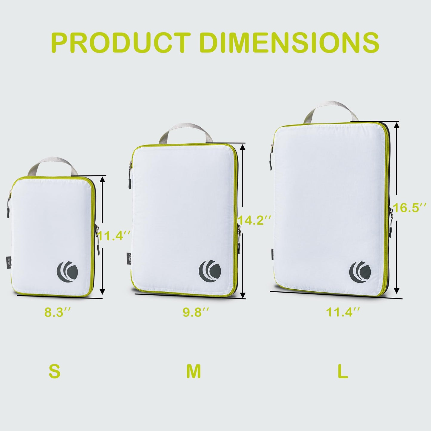 Cipway Compression Packing Cubes, Ultralight Luggage Organizer Bags, Travel Essentials for Carry on Suitcase (3 Piece,White)