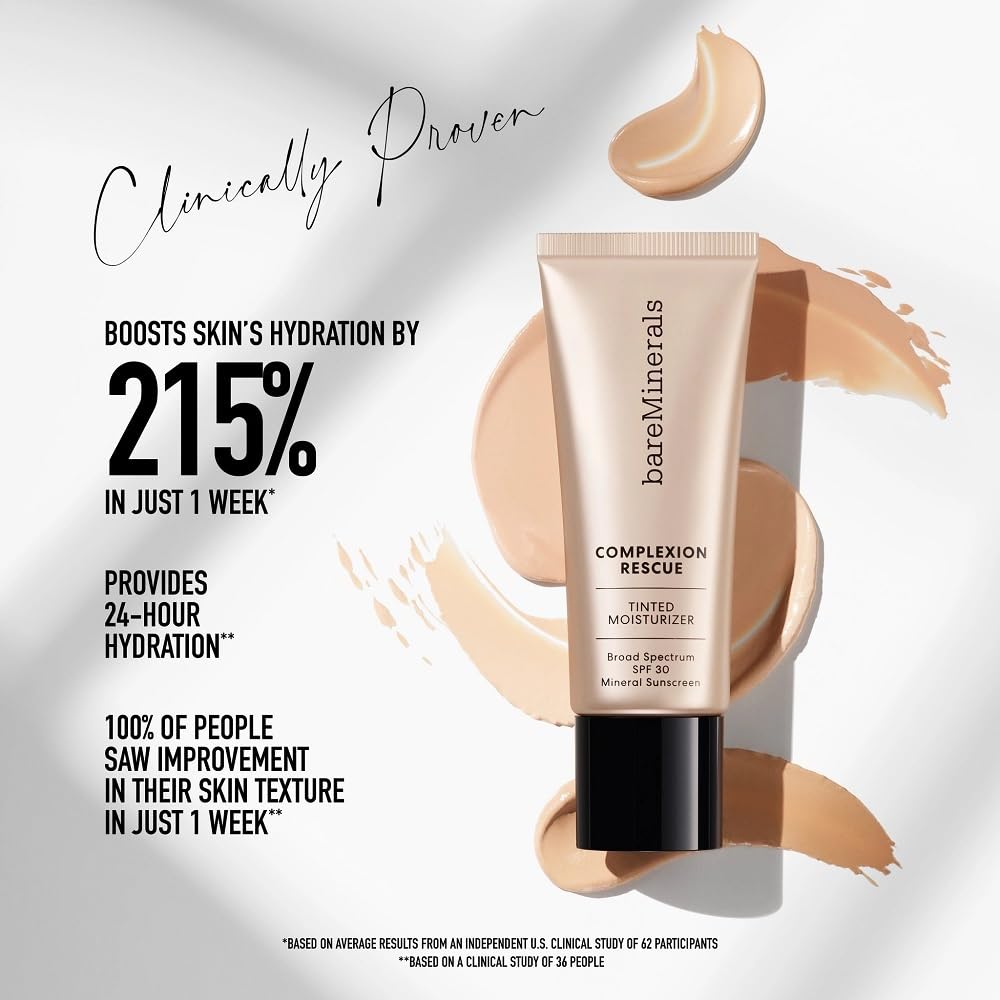 bareMinerals Complexion Rescue Tinted Moisturizer for Face with SPF 30, Travel Size, Opal 01