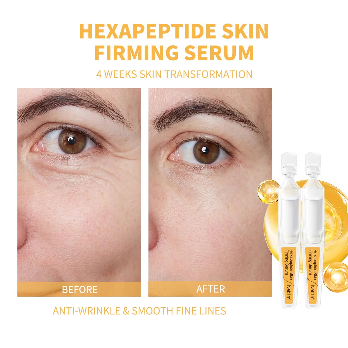 BACHERI Firming Skin Serum with Acetyl Hexapeptide-8, Hexapeptide-9, Carnosine - Moisturizing, Hydrating and Antioxidant for Fine Lines, 15 Pcs/Box Ampoules