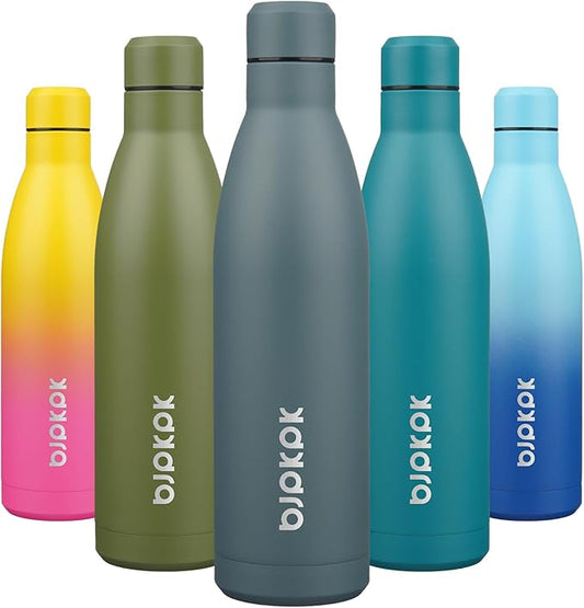 BJPKPK 25oz Insulated Water Bottle Double Wall Vacuum Insulated Stainless Steel Water Bottles for Spots Keep Cold and Hot,Dark Grey