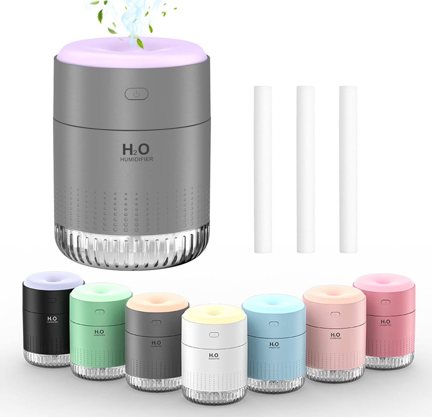 Colorful Mini Humidifier, USB Rechargeable Humidifier, small humidifier, 4 Modes Super Quiet, Humidifiers For Bedroom,Suitable For Travel Office Family Baby Bedroom-Grey