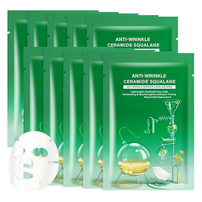 10 Sheets Face Masks Skincare for All Skin Types, Anti-Wrinkles Facial Sheet Masks for Women, Hydrating and Moisturizing Face Masks Suitable for Sensitive Skin, Bulk Facial Mask for Spa