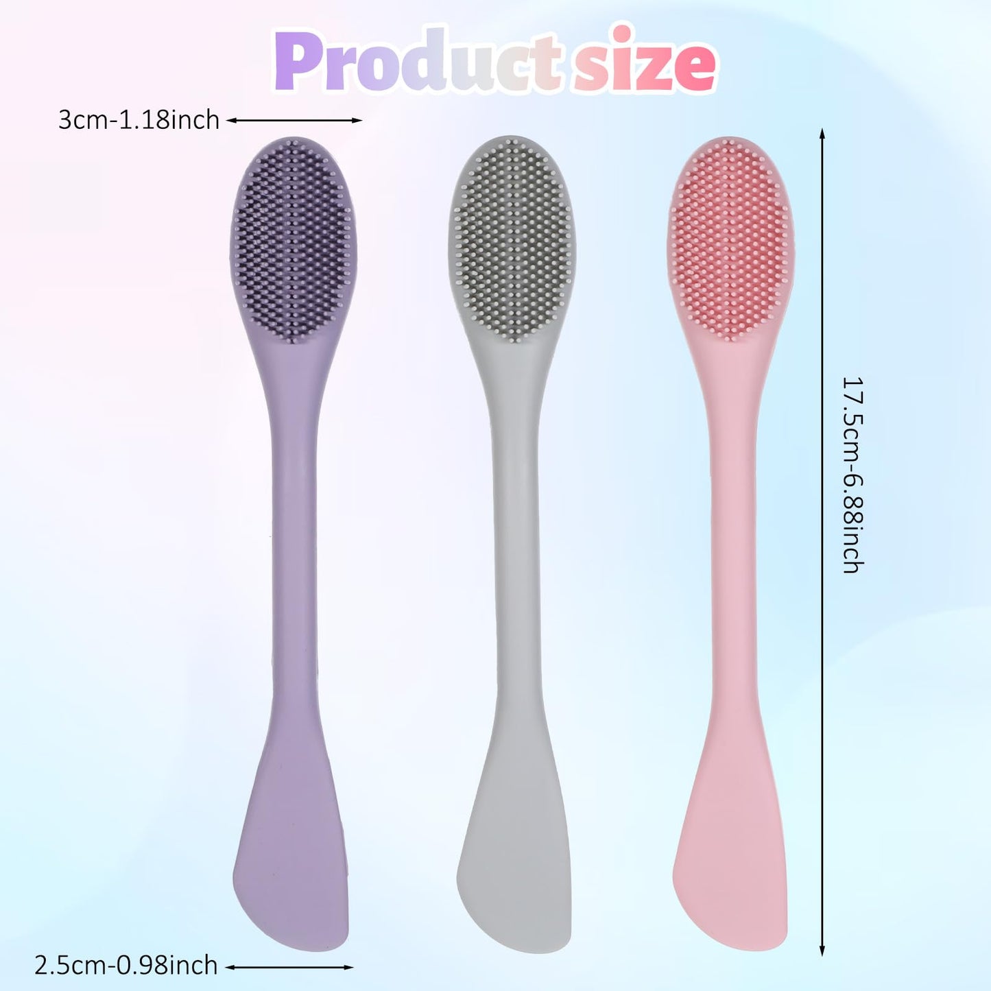3 PCS 2 in 1 Double-Sided Facial Scrubber Brush Tool, Silicone Facial Cleansing Brush, Face Masks Skincare Brushes for Pore Cleansing, Remove Blackheads, Makeup Skincare Removal