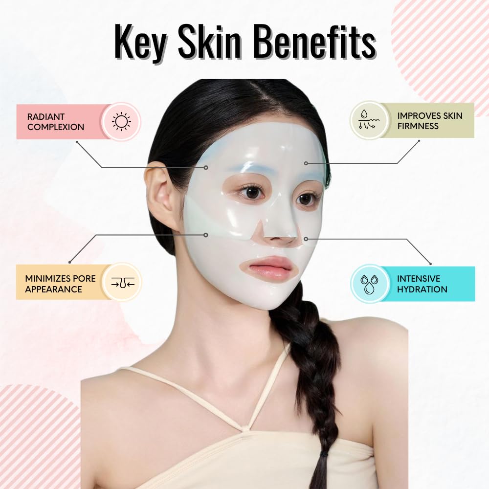 BSF SKIN | Deep Collagen Hydrogel Face Mask With Niacinamide, Low Molecular Collagen, Galactomyces Ferment Filtrate, Low Molecular Hyaluronic Acid (28g x8ea)
