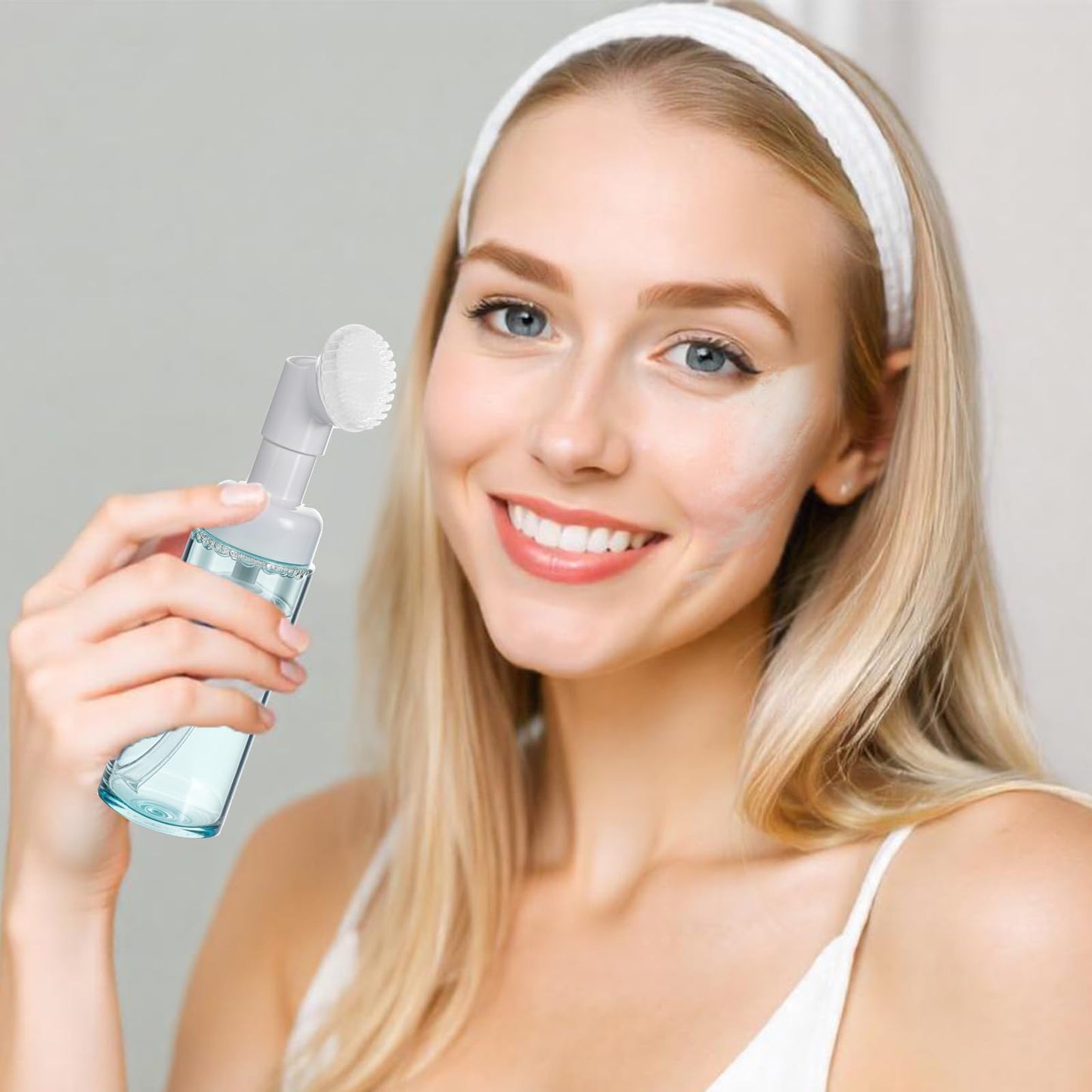 3Pcs 2oz Empty Facial Cleanser Foaming Bottle Mousse Foam Gel Head Wash Brush Foam Bottle Pressure Type Cleansing Milk Beater Mini Foaming Soap Pump Dispenser for Travel Hand Soap Lash Clean Shampoo