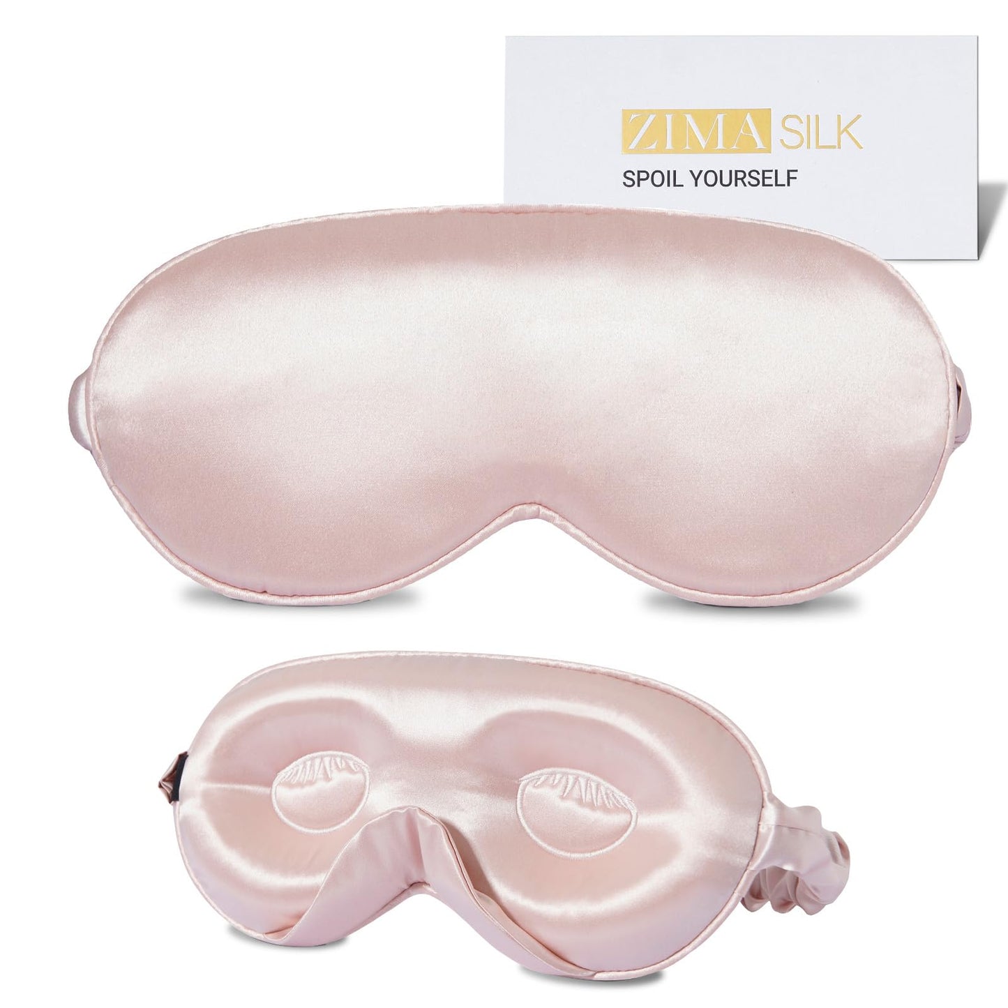 ZIMASILK Adjustable 22 Momme 100% Mulberry Silk Sleep Mask, Upgraded 3D Contoured Cup Eye Mask for Sleeping, Super Soft & Breathable Blindfold, Blackout for Deep Sleeping (Pink)