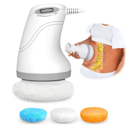 BUSHIPIN Body Sculpting Machine Electric Cellulite Massager 3 Pads, Handheld Full Body Massage Machine for Back/Abdomen/Butt/Leg/Arms Deep Massage Relax with Rotaion Vibration Body SPA (White)