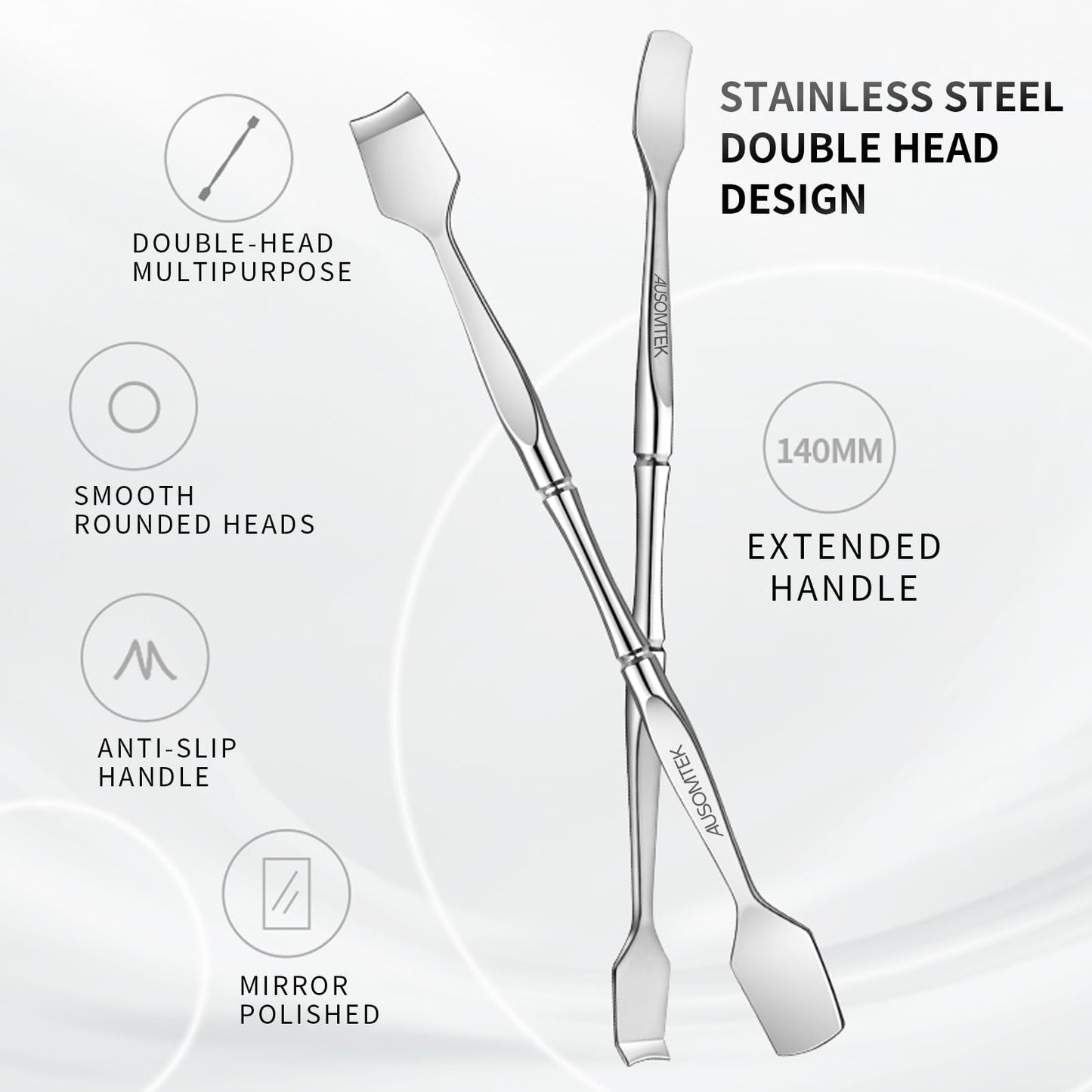 AUSOMTEK Blackhead Remover Tool, Pore Cleaner & Comedone Extractor Face Spatula, Professional Stainless Steel Whitehead & Pimple Extractor Tool for Facial Skin Care with Cyan PU Case