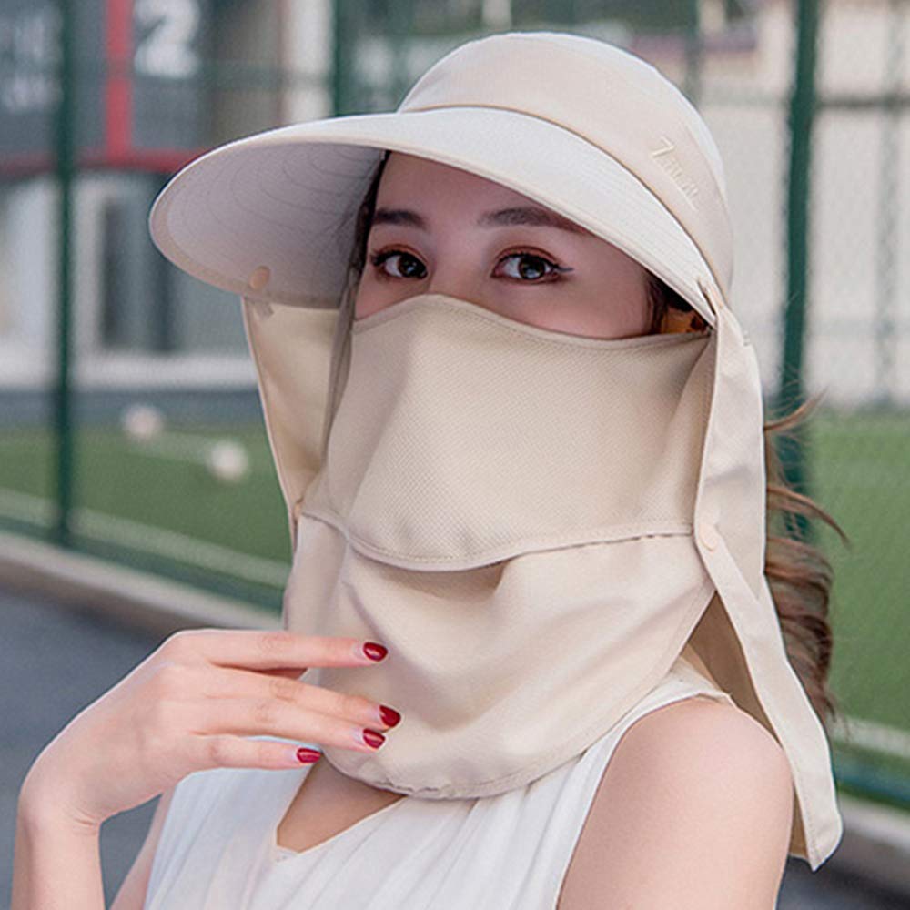 Outdoor UPF 50+ UV Sun Protection Waterproof Breathable Face Neck Flap Cover Folding Sun Hat for Men/Women (US, Alpha, Medium, Khaki)