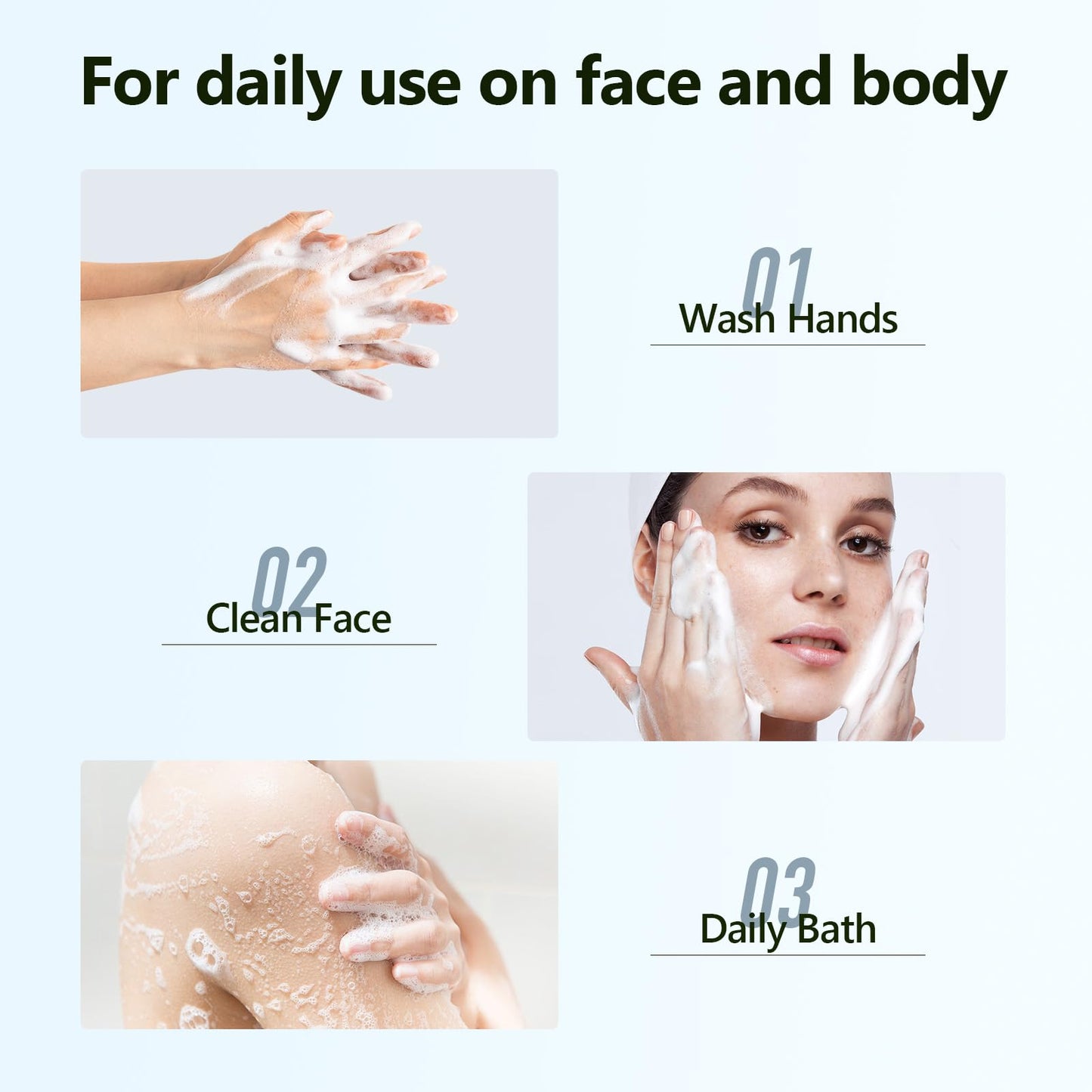 PALFICAB Green Tea Soap, Moisturizing Bath Soap Bars, Cruelty-Free, Gentle Exfoliating for Hydrating & Nourishing Skin with Green Tea Leaves, Coconut Oil, Shea Butter, Gifts for Women Men, 3 Bars