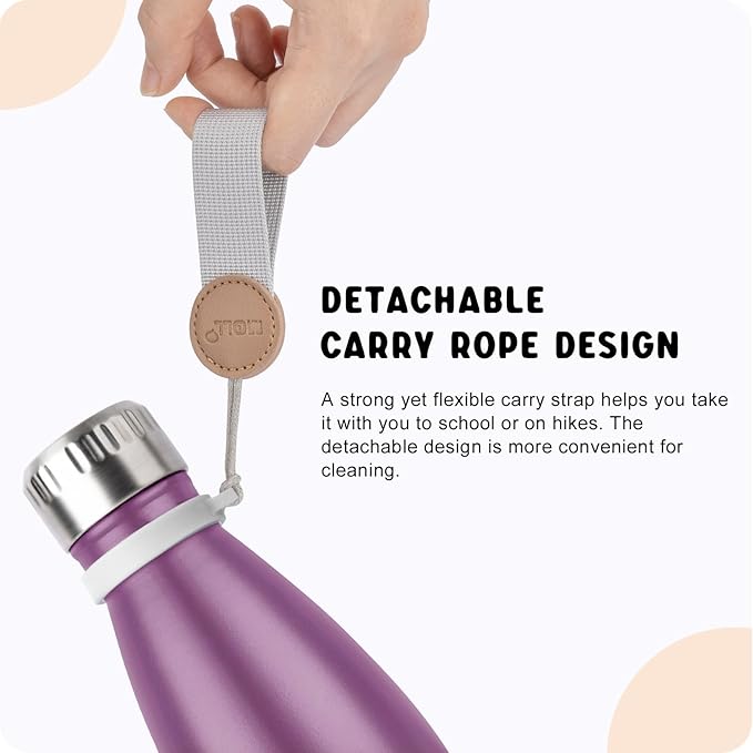 Kids Water Bottle-9 oz Small Water Bottle for School Stainless Steel Vacuum Insulated Leak Proof Cola Shape Mini Water Bottle for Boys Girls(Dark Purple)