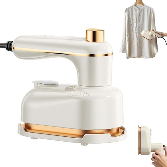 2-in-1 Handheld Steam Iron with Anti-Scald Base – Compact Portable Steamer for Clothes, 1000W Fast Heating in Just 5 Seconds – Ideal Mini Travel Iron for Home & Dorm(Milky white)