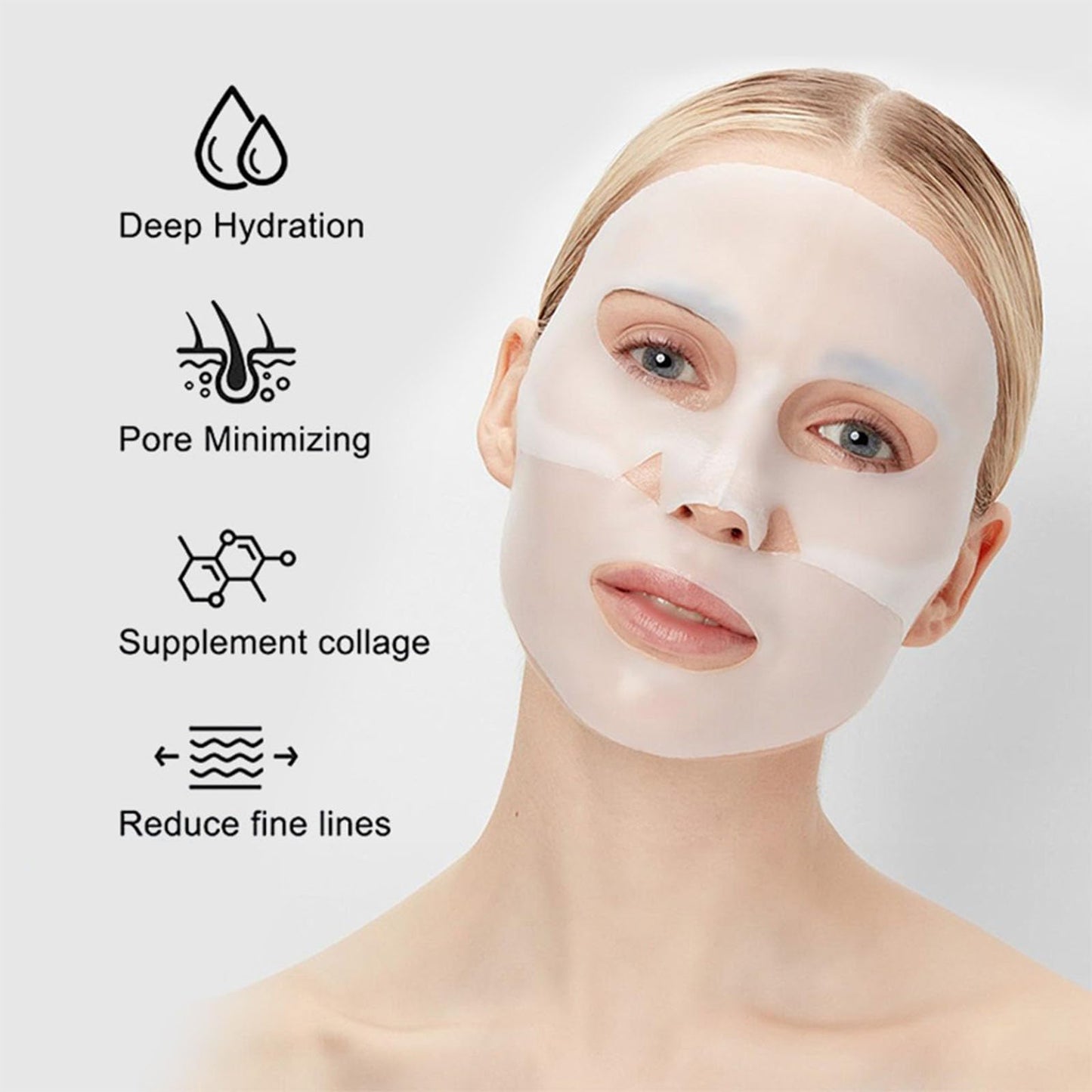 EJV Bio-Deep Collagen Face Mask, Overnight Deeply Hydrate, Korean-style Ultimate Skincare, Suitable for Ladies' Delicate Skin Care, Pore Minimizing, Firm Skin (4PCS)