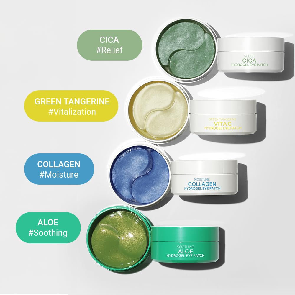 tenzero Moisture Collagen Hydrogel Eye Patch 60 Patches (90g), Collagen Treatments for Puffy Eye, Dark Circles, Fine Lines, Revitalizing, Hydrating Eye Pads, Korean Under Eye Masks Skincare