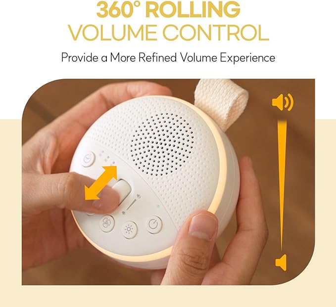 HuBDIC HubiCare White Noise Machine, Portable Sound Machine with 21 Soothing Sleep Sounds, Long-Lasting Battery, Gentle LED Mood Light, Travel-Friendly Sleep Aid for Newborns, Children