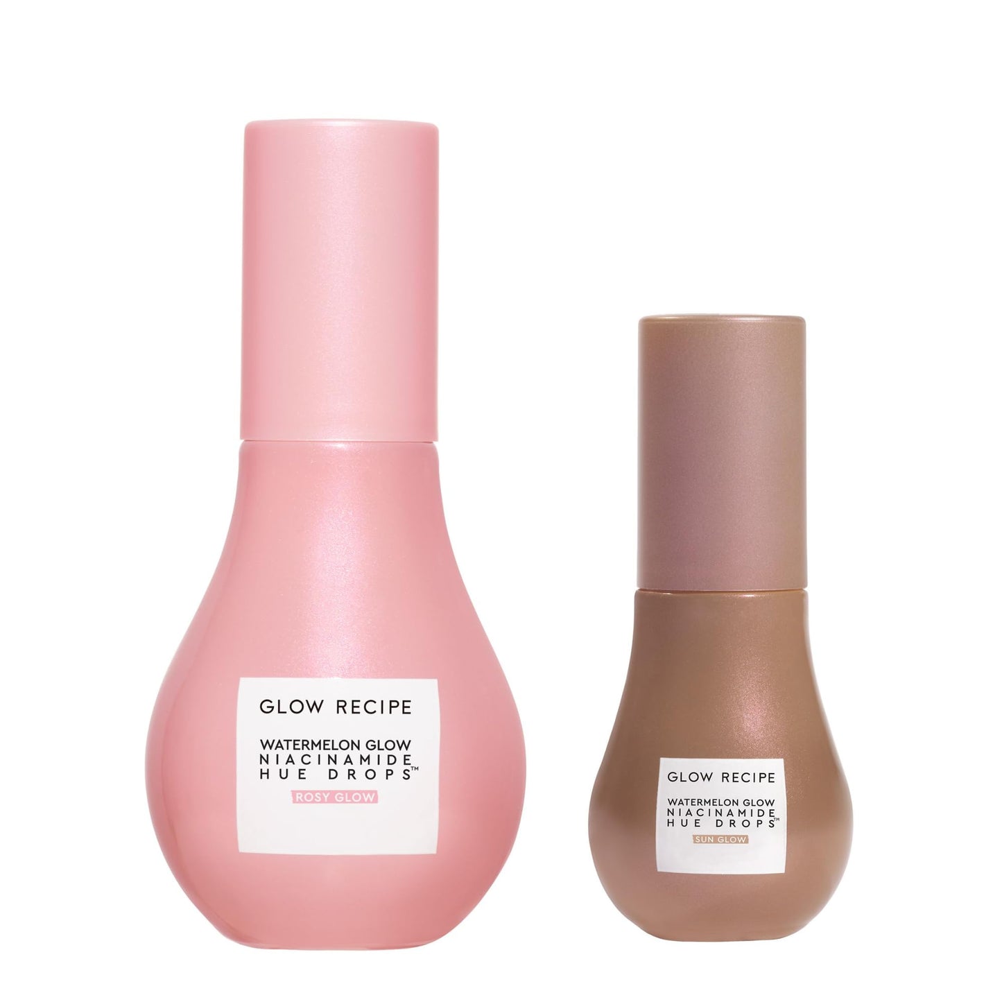 Glow Recipe Illuminating and Bronzing Hue Drops - Makeup Skincare Hybrid Duo - Sun Glow Mini (15 ml) + Full Size Rosy Glow (40 ml) - Tinted Face Serums for Hydrated All‑Over Dewy Glow