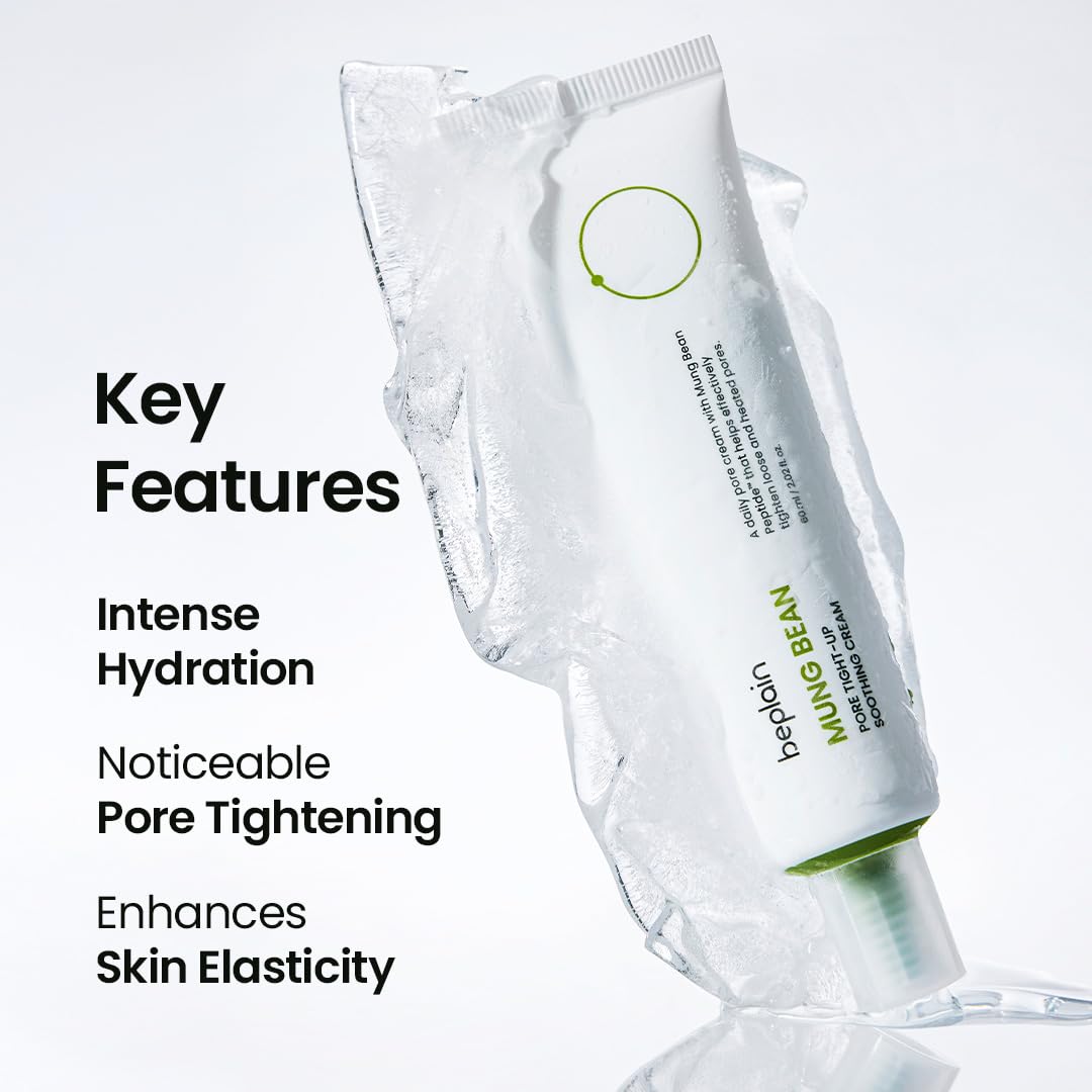 beplain Mung Bean Peptide Pore Soothing Cream (2.02fl.oz/60ml) | Fragrance-Free | Facial Cream for Pore Soothing, Pore Hydrating | Suitable for Sensitive Skin | Korean Skincare