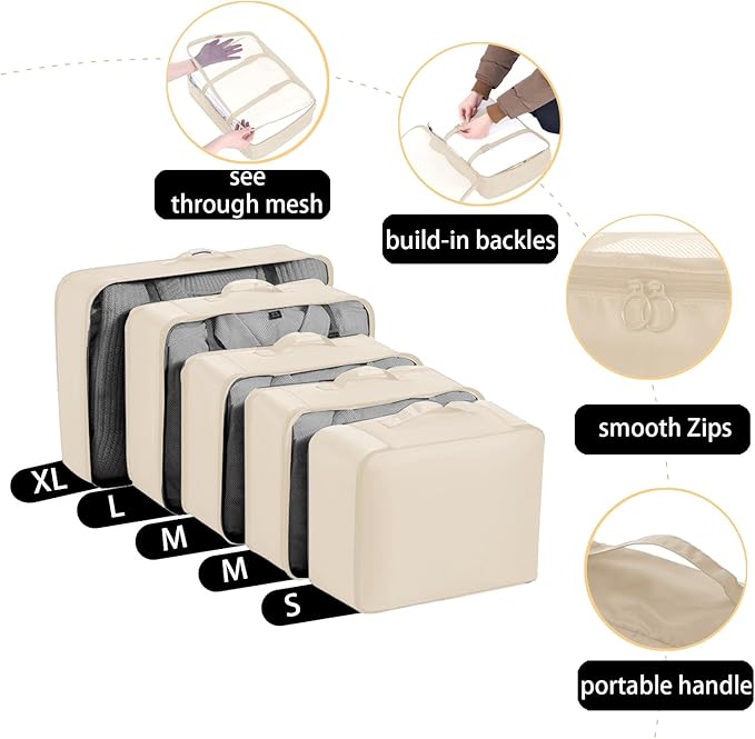 9 set Packing Cubes for Travel,Effortless Organization Cube for Quick Packing& Unpacking, Travel Must Have Suitcase Organizer Essentials for any Journey,Cruise,Camping,hiking,Vacation,Business trip