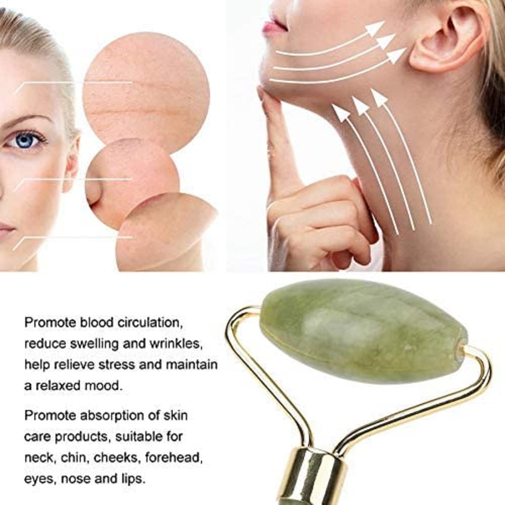 fuvooi Jade Gua Sha Facial Massager Set - 5 in 1 Skin Care Tools with Roller and Massager