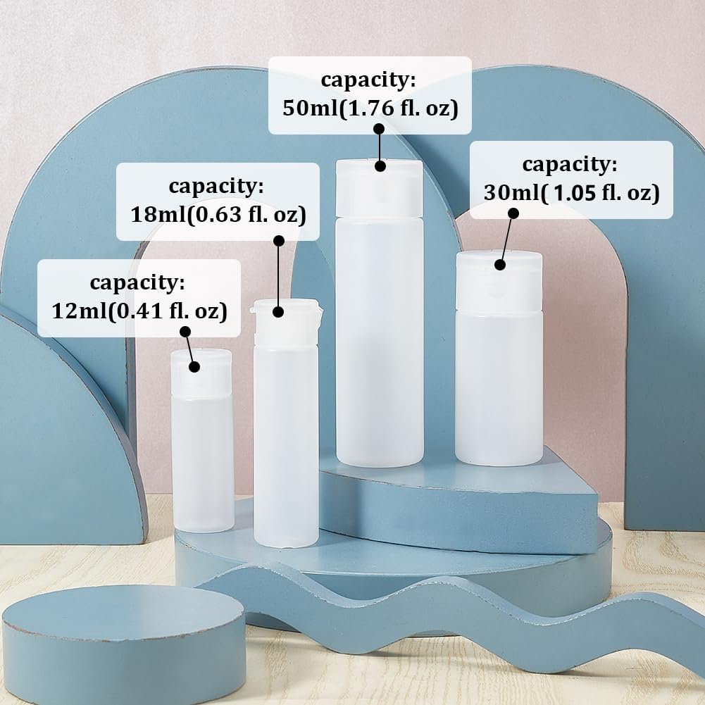 BENECREAT 10 Pack 18ml 0.6oz Small Travel Squeeze Bottles Refillable Makeup Foundation Container Travel Essentials Sample Bottles for Toiletries, Shampoo Toner Cosmetic