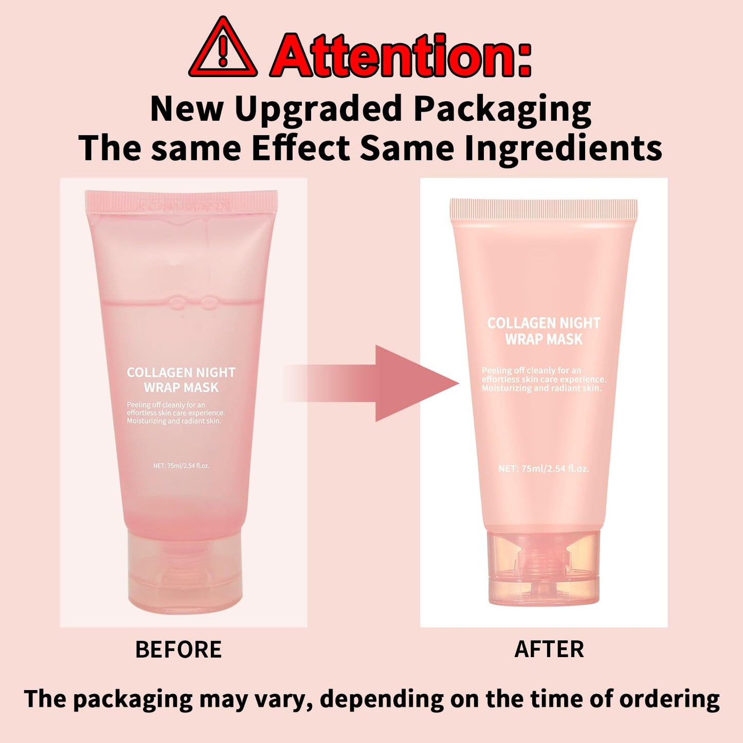 2025 Collagen Overnight Wrapping Peel Off Facial Mask with Jelly Brush, Elasticity & Hydration, Natural Ingredients for Firmer Skin, Reduces Sagging & Dullness, Korean Skin Care（75ml, 2.54 fl.oz)