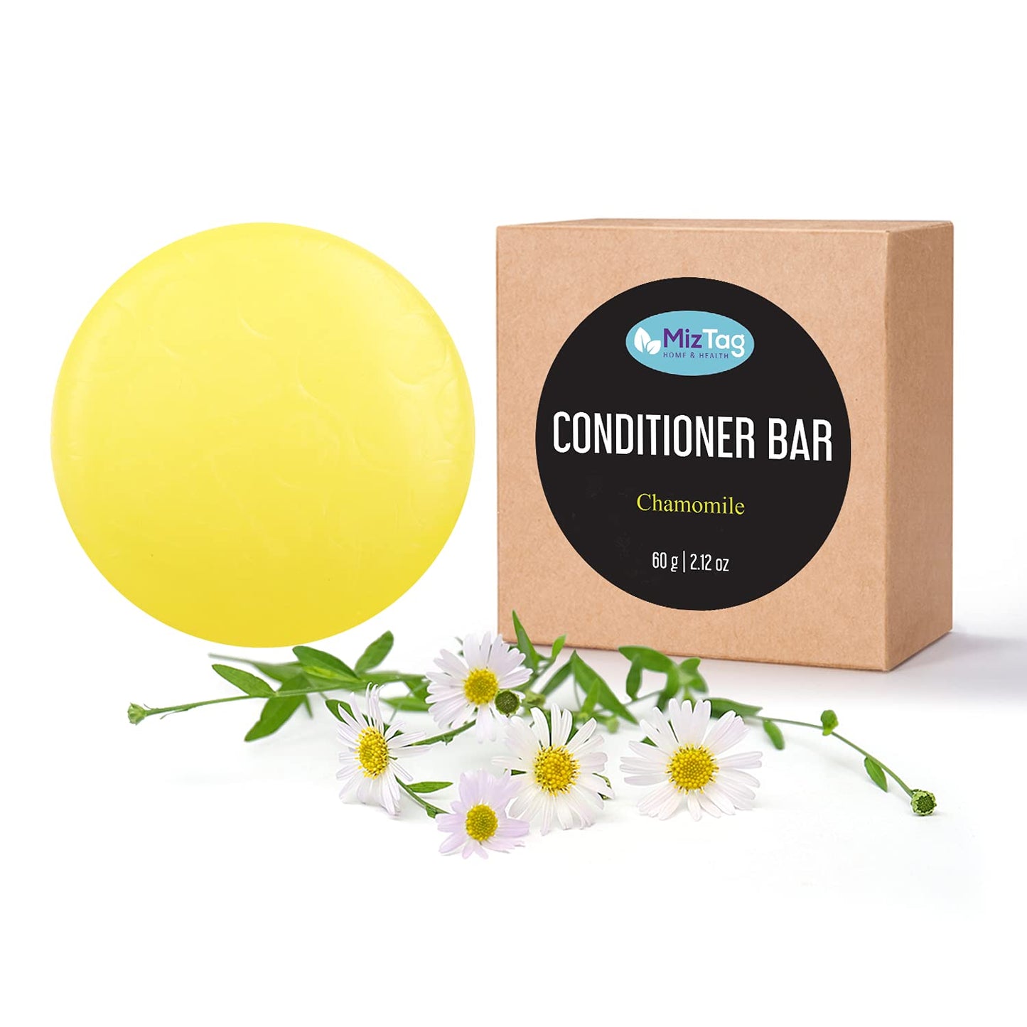 Miztag Home & Health Conditioner Bar - Solid Natural Soap for Hair - Vegan Zero Waste Packaging - Chamomile Scent - Eco-Friendly Gift for Women