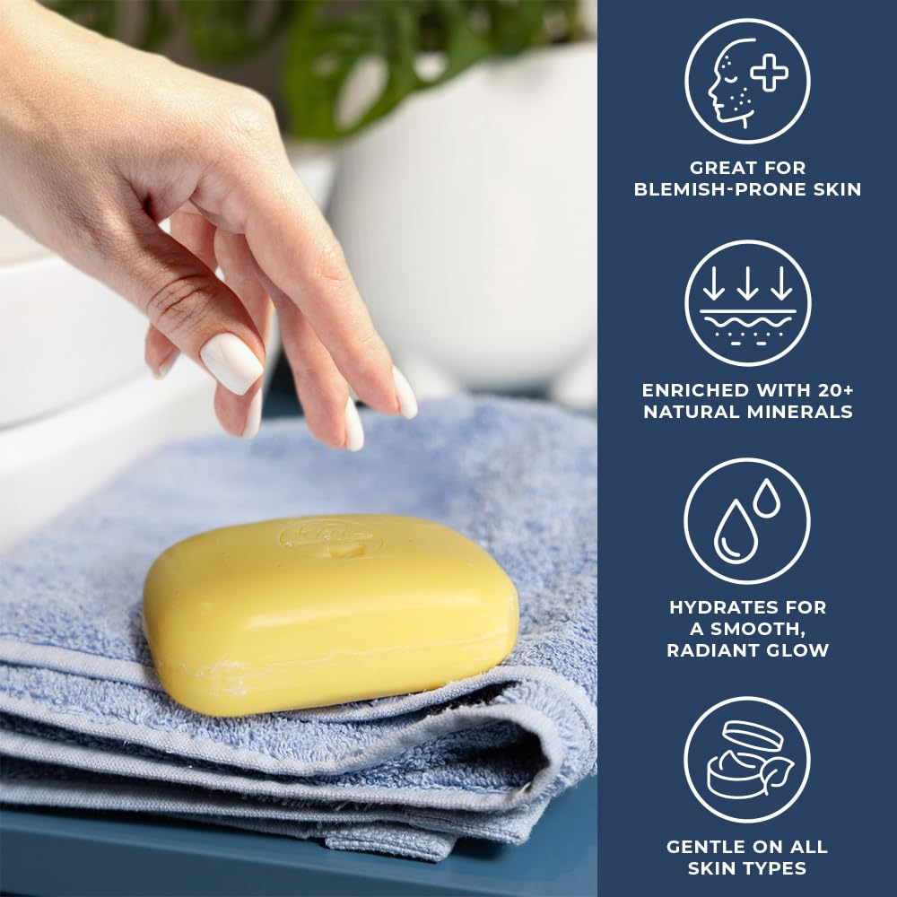 Natural Elephant Dead Sea Sulfur Soap Bar | Clarifying Face & Body Wash with Dead Sea Salt & Aloe Vera | 4.4 oz (125 g)