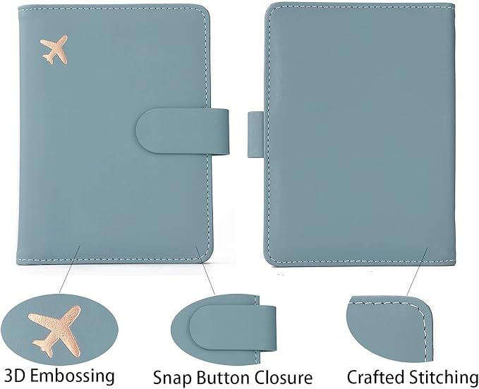 Cnycmy Passport Holder with Airtag,Passport-Wallet-Holder for Women, RFID Passport Holder with Slot Waterproof, PU Leather Travel Passport Case (greyish green)