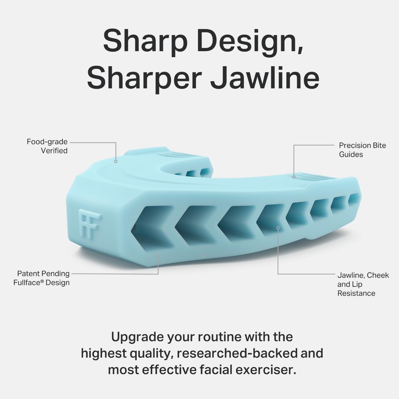 Jaw Exerciser by Facefit - Men & Women - Tone and strengthen your jawline, cheeks, chin and lips - Food-grade Silicone (Sky Blue)