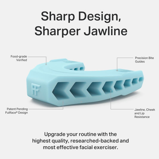 Jaw Exerciser by Facefit - Men & Women - Tone and strengthen your jawline, cheeks, chin and lips - Food-grade Silicone (Sky Blue)