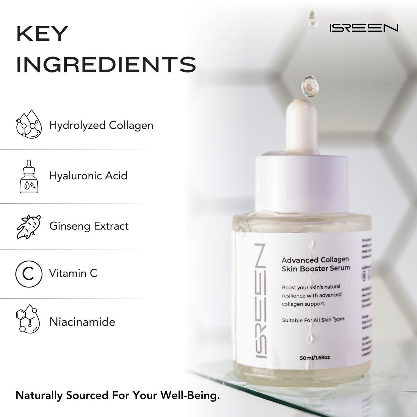 Advanced Collagen Serum Korean for Skin Booster | Dermatologist Tested with Hyaluronic Acid, Niacinamide & Ginseng |Korean Serum for Face Anti Aging Elasticity & Radiance for All Skin | 50ml