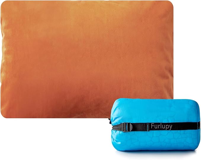 Small Gel Memory Foam Camping Pillow Travel - Contoured Support -Compressible Pillow Ideal for Backpacking, Camping, Travel, Car, Airplane,Office Nap