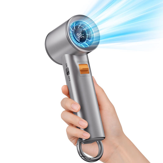 Portable Handheld Turbo Fan for Outdoor,5000mah Mini Handheld Personal Pocket Fan for Powerful Airflow Wind ,20Hrs,100 Speeds Adjustable,Digital Display,Gifts for Travel,Outdoor Activites,Camping-Grey