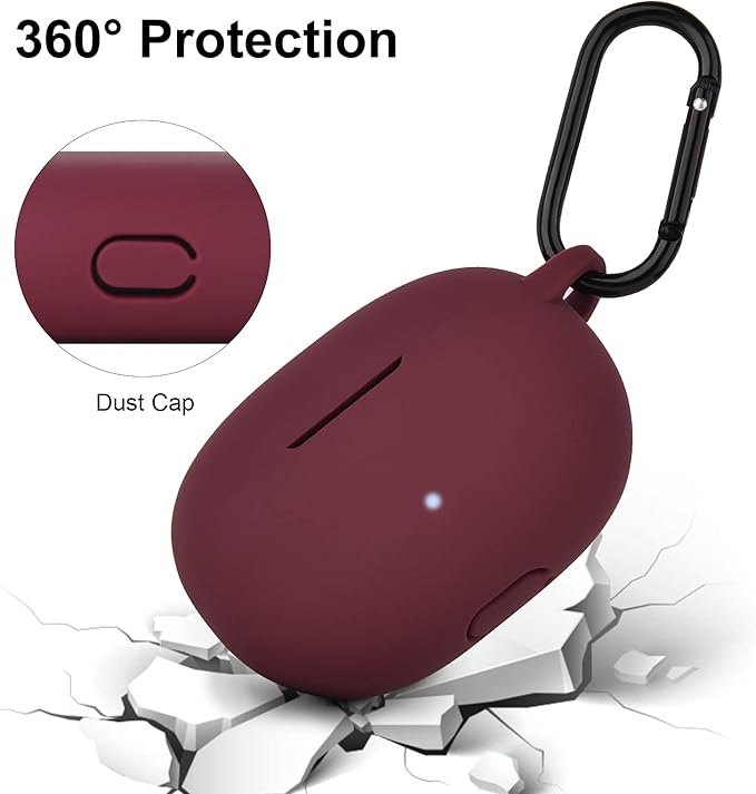 AIRSPO Silicone Case Compatible with Beats Studio Buds Case 2021 Soft Protective Cover for Beats Wireless Earbuds with Keychain (Burgundy)