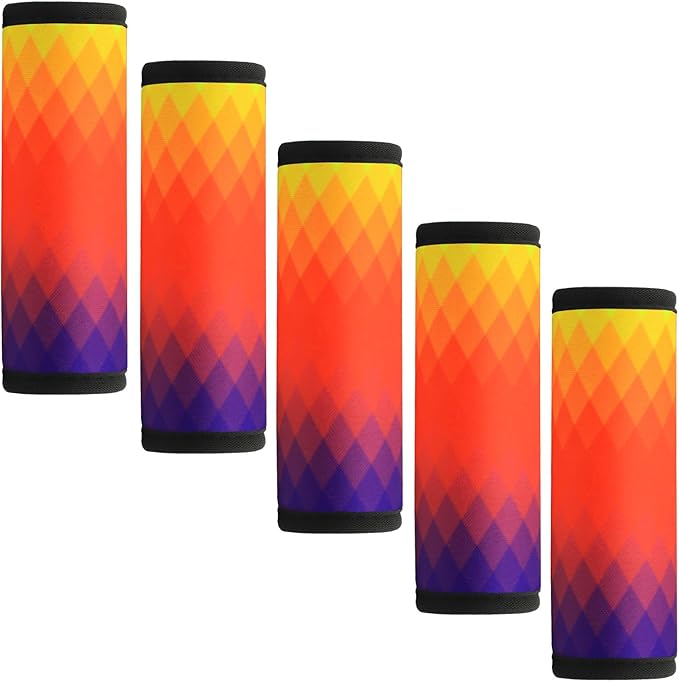 5 Pack Neoprene Luggage Handle Wraps Bright Luggage Tags/Identifiers/Marker/Grips Travel Accessories for Airplane/Flying/Luggage (Check(Orange))