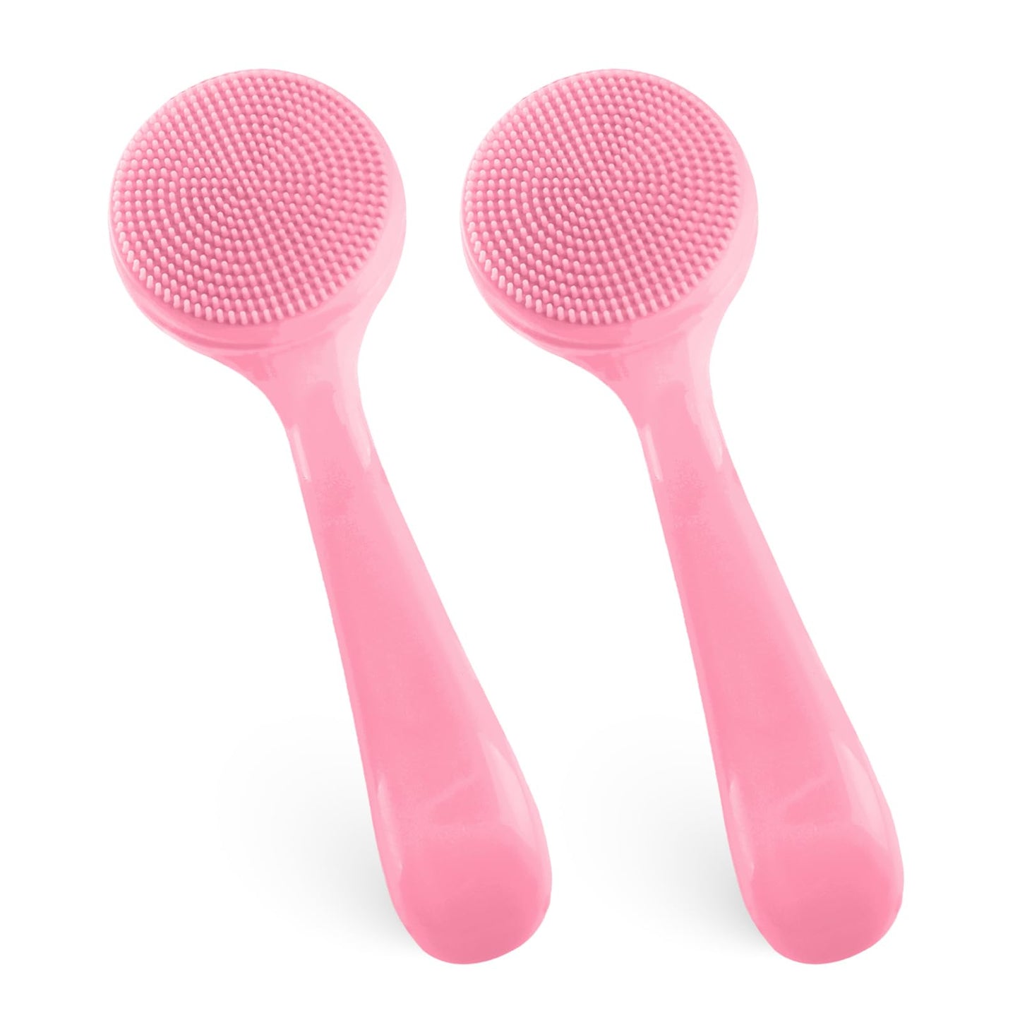 2pcs Silicone Manual Facial Cleansing Brush,Soft Bristles Waterproof Silicone Face Brush Face Exfoliator Brush for Face Cleaning Brush Sensitive Skin Easy to Clean Lather Well(Pink)