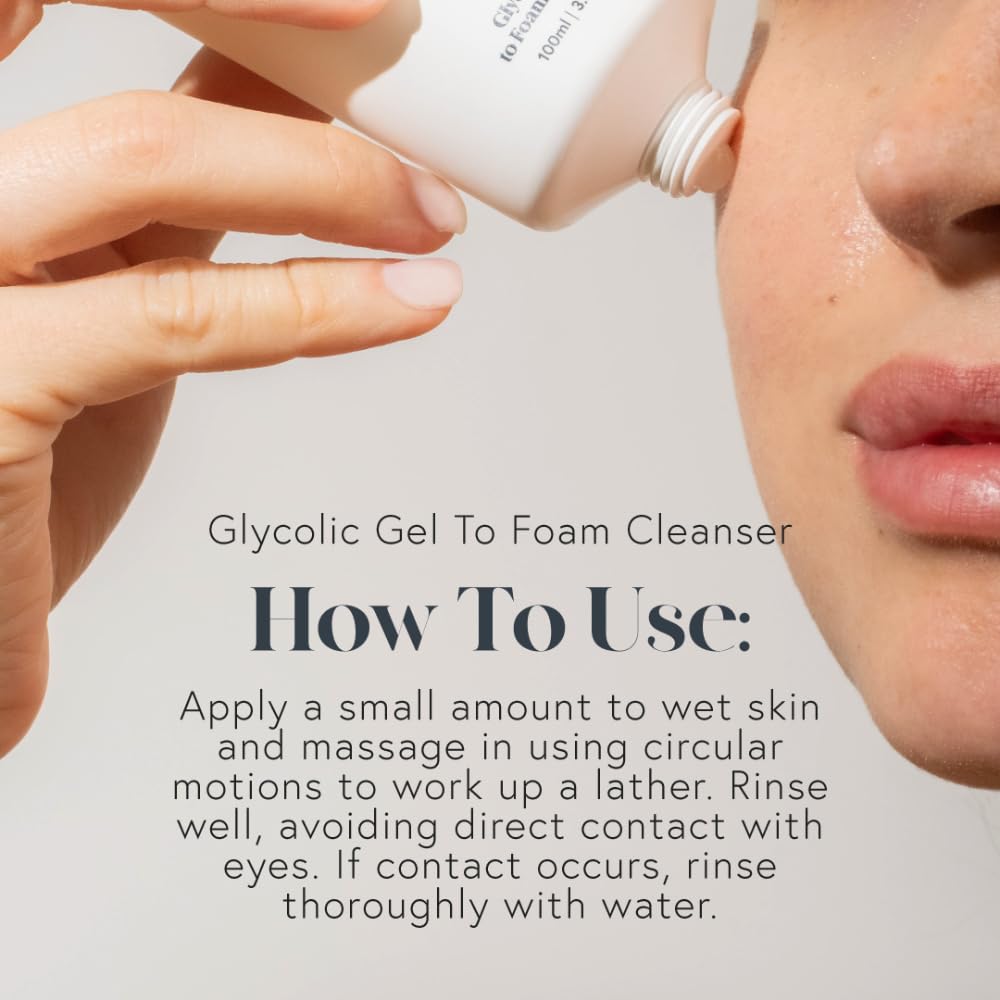 Glycolic Gel To Foam Facial Cleanser (100ml/3.4oz) | Foaming Face Wash| Natural, Plant-Based & Science-First Skincare Routine for Men & Women
