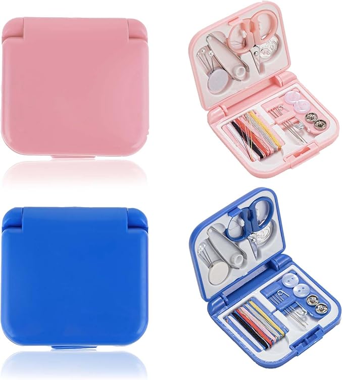2 Pack Mini Travel Sewing Kit, Portable Sewing Kit, Emergency Sewing Kit Travel Small, Beginners DIY Sewing Thread Needle Threader Scissors Kit for Women, Mom, Traveler, Adults, Beginner