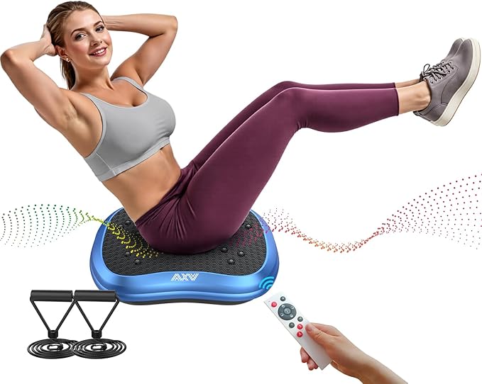 AXV Vibration Plate Exercise Machine Whole Body Workout Portable Mini Vibrate Fitness Platform Lymphatic Drainage Machine for Weight Loss Shaping Toning Wellness Home Gyms Workout (Mini)