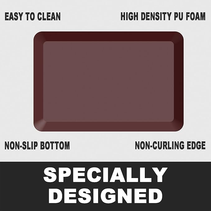Anti Fatigue Floor Mat,Kitchen Mat, Standing Desk Mat – Comfort at Home, Office, Garage - Polyurethane(PU) Foam (Red, 40" L x 17" W x 1" Th)