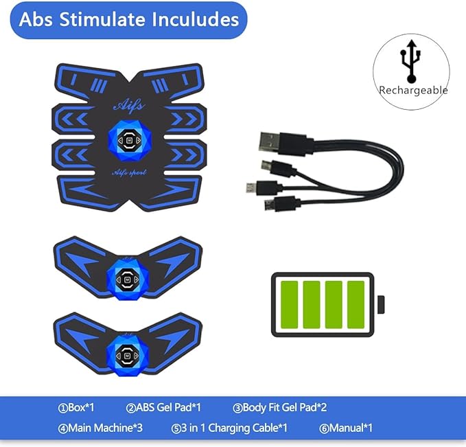 Abs Stimulator Ab Stimulator Rechargeable Ultimate Abs Stimulator for Men Women Abdominal Work Out Abs Power Fitness Abs Muscle Training Workout Equipment Portable Black