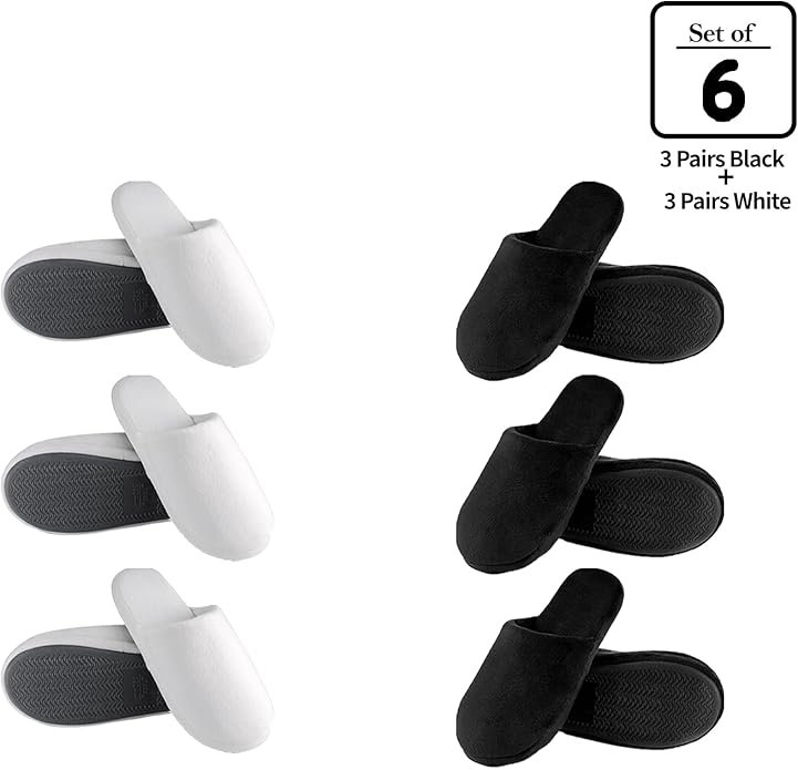 3-Pair Luxury Spa Slippers - Cotton Memory Foam Non-slip Closed Toe Washable Slippers for Hotel,Guest,Travel,Bride,Women and Men