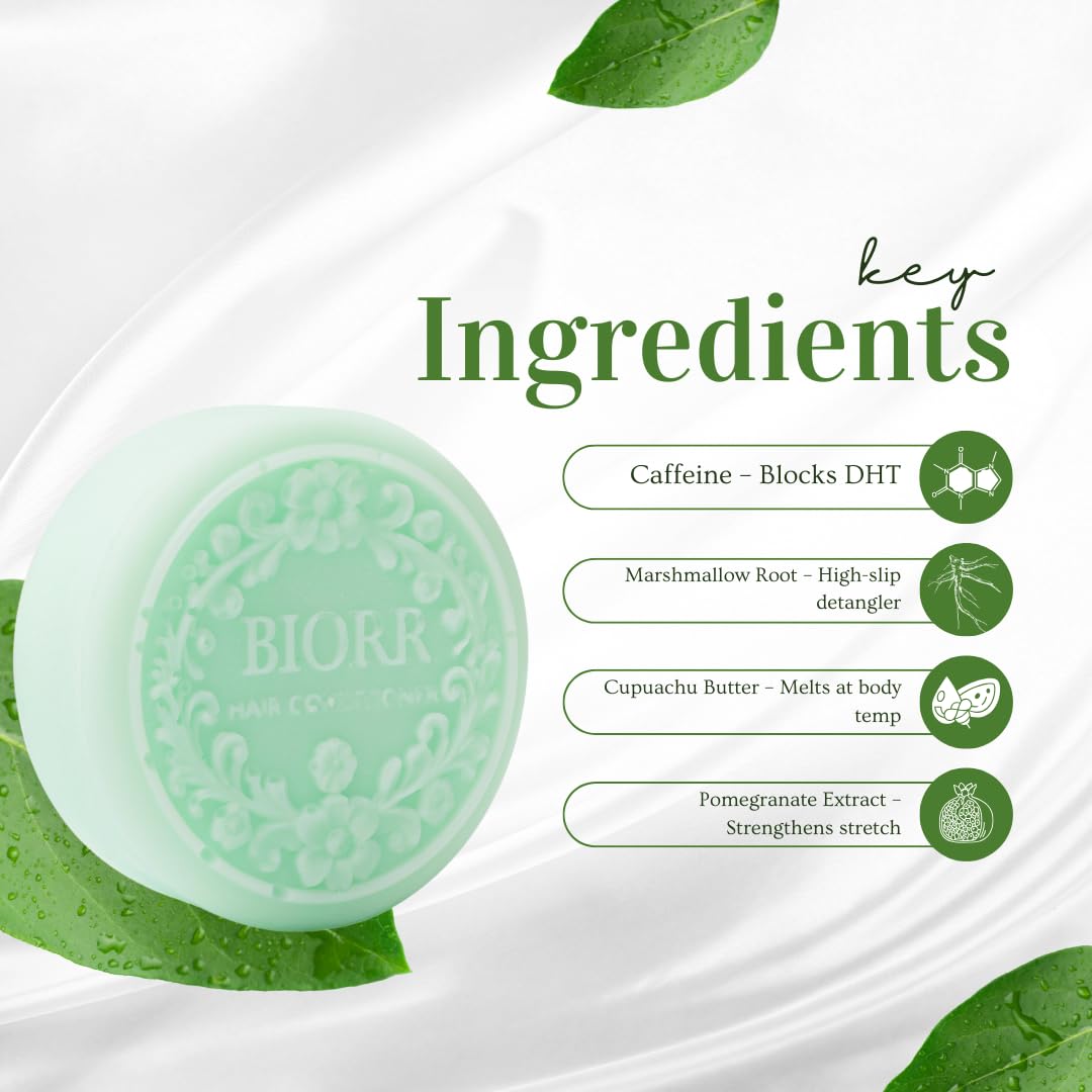 Castor Oil Conditioner Bar for Hair Growth & Strength | Oat Protein, Murumuru & Coconut – pH-Balanced, Vegan, Frizz Control & Deep Nourishing – Plastic-Free Luxe Bar | 80+ Washes